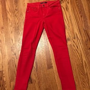Joe’s red skinny jeans